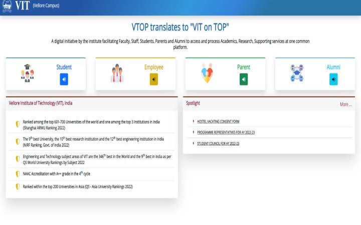 VTOP Login – Guide To Login at vtop.vit.ac.in